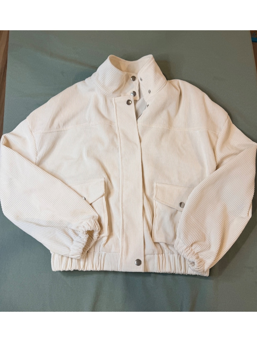 Blu Pepper Cropped Corduroy Bomber Jacket S